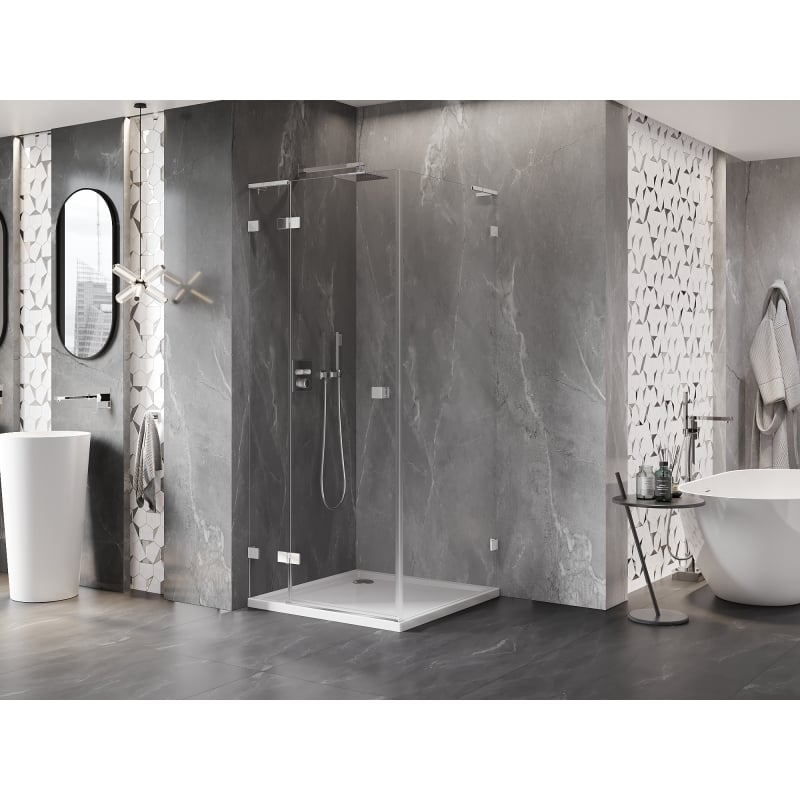 Mexen Lunar L cabine de douche pivotante gauche 100 x 100 cm, transparent, chrome - 834L-100-100-01-00-L