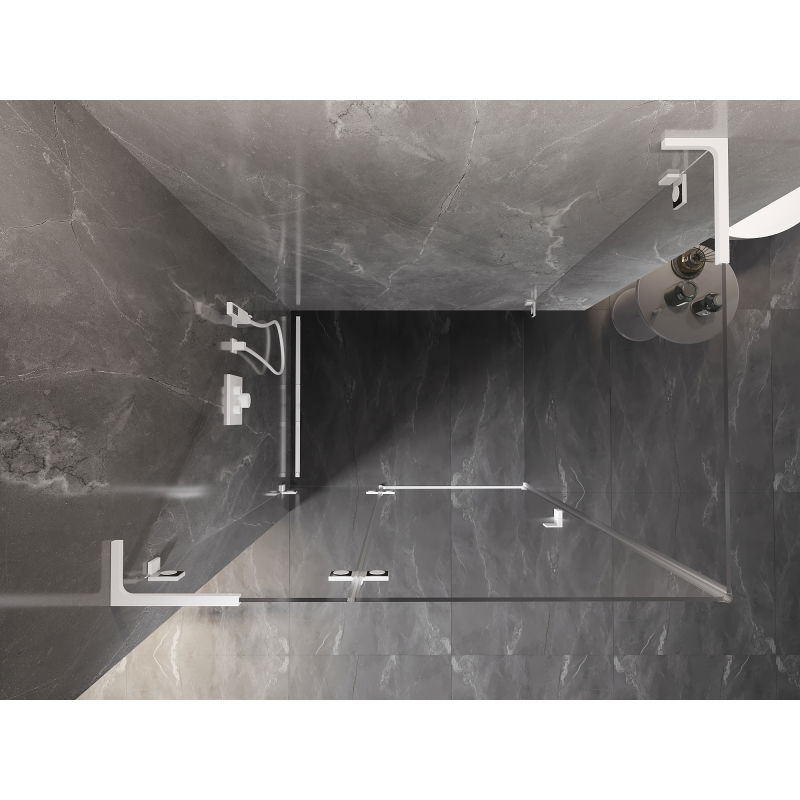 Mexen Lunar L cabine de douche pliante gauche 90 x 70 cm, transparent, blanc - 834L-090-070-20-00-L