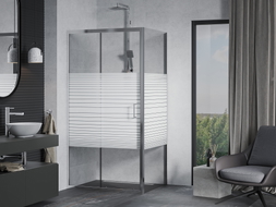 Mexen Apia cabine de douche coulissante 105 x 90 cm, bandes blanches, chrome - 840-105-090-01-20