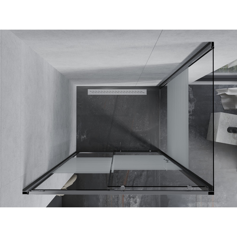 Mexen Apia cabine de douche coulissante 105 x 100 cm, bandes blanches, chrome - 840-105-100-01-20
