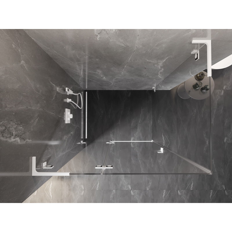 Mexen Lunar L cabine de douche pivotante gauche 95 x 80 cm, transparent, blanc - 834L-095-080-20-00-L