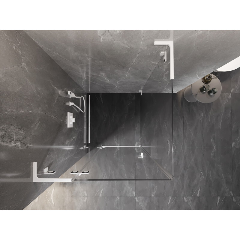 Mexen Lunar L cabine de douche pivotante gauche 90 x 90 cm, transparent, blanc - 834L-090-090-20-00-L