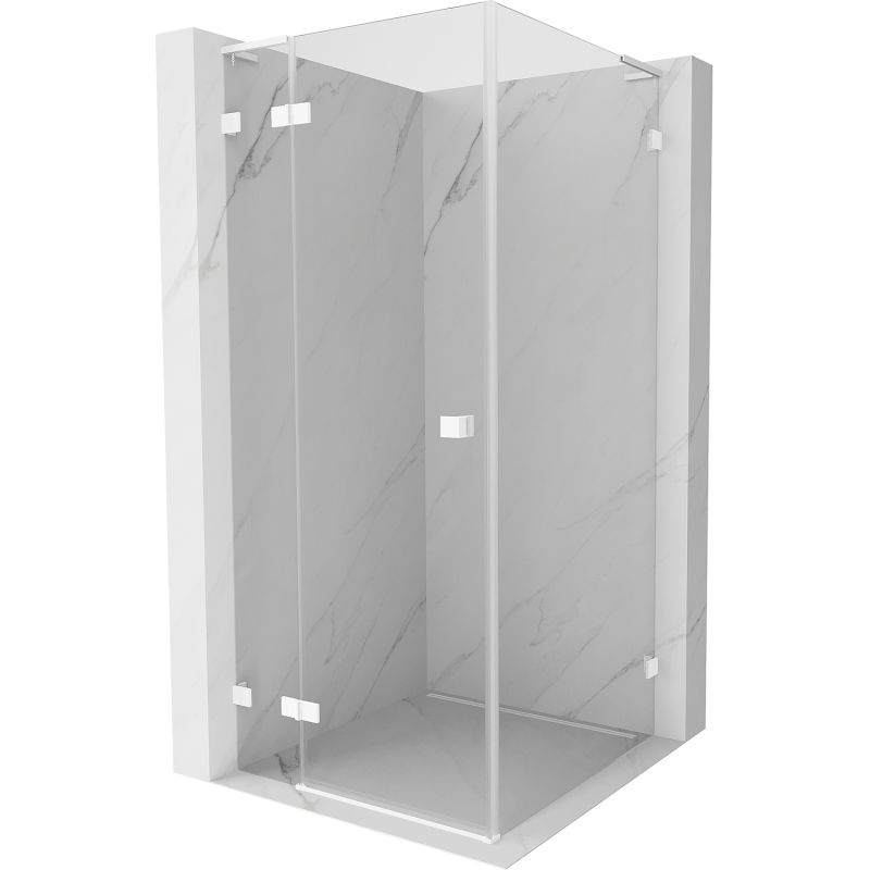 Mexen Lunar L cabine de douche pivotante gauche 100 x 100 cm, transparent, blanc - 834L-100-100-20-00-L