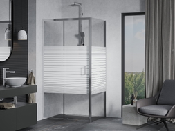 Mexen Apia cabine de douche coulissante 115 x 70 cm, bandes blanches, chromée - 840-115-070-01-20