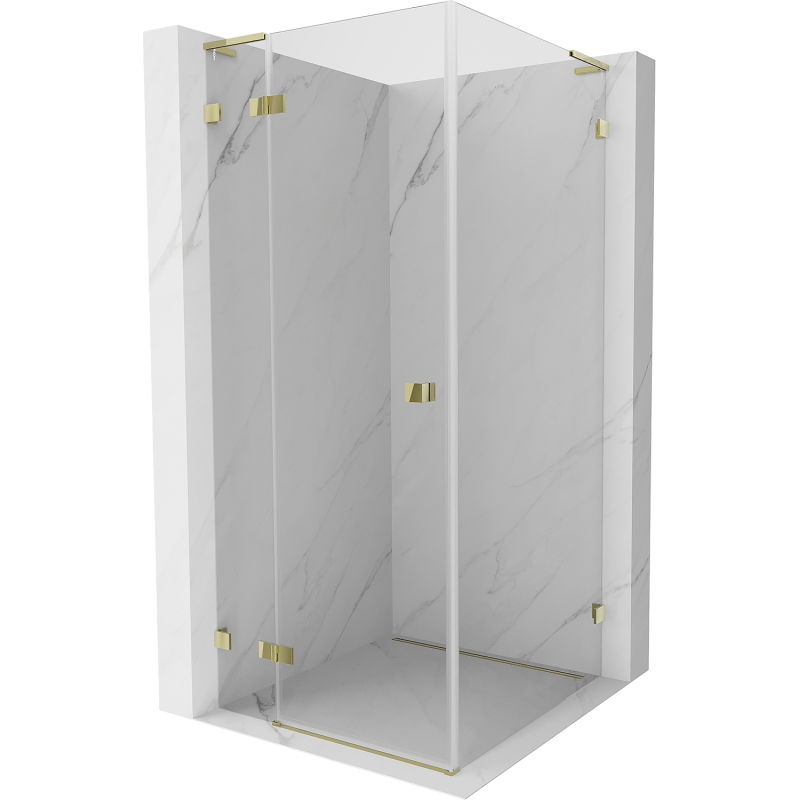 Mexen Lunar L cabine de douche pivotante gauche 90 x 90 cm, transparent, doré - 834L-090-090-50-00-L