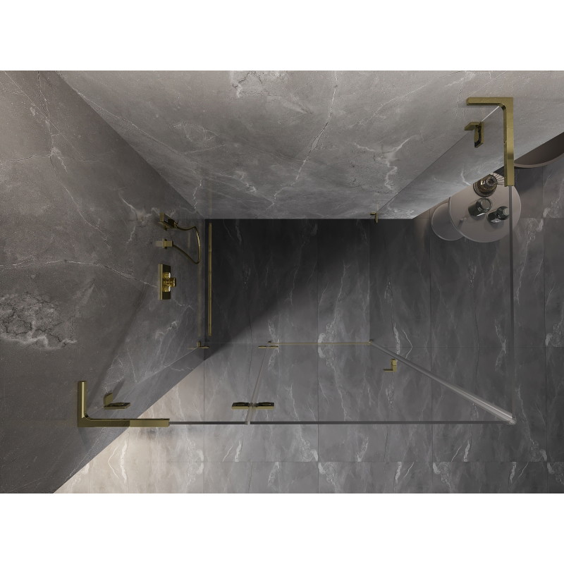 Mexen Lunar L cabine de douche pivotante gauche 100 x 90 cm, transparent, or - 834L-100-090-50-00-L