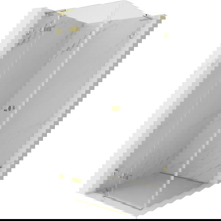 Mexen Lunar L cabine de douche pivotante gauche 100 x 100 cm, transparent, dorée - 834L-100-100-50-00-L