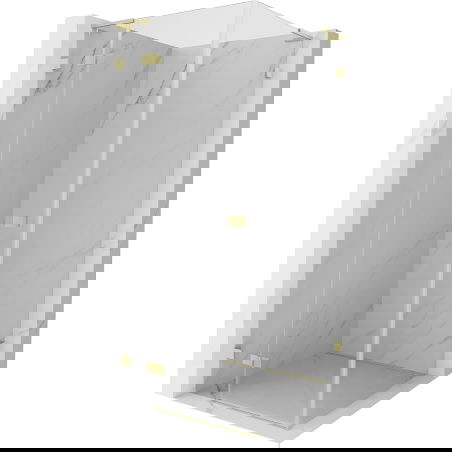 Mexen Lunar L cabine de douche pivotante gauche 70 x 70 cm, transparent, or brossé - 834L-070-070-55-00-L