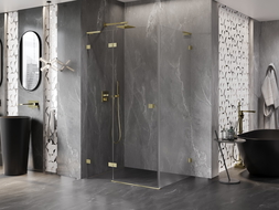 Mexen Lunar L cabine de douche pivotante gauche 95 x 70 cm, transparent, or brossé - 834L-095-070-55-00-L