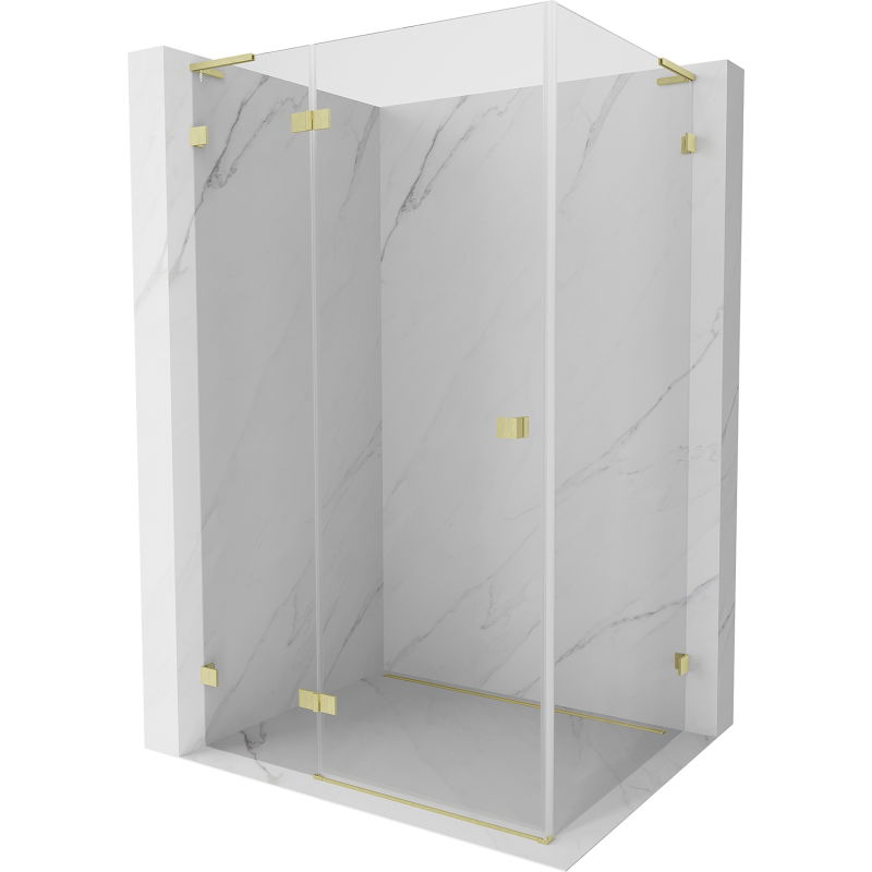 Mexen Lunar L cabine de douche pivotante gauche 100 x 70 cm, transparente, or brossé - 834L-100-070-55-00-L