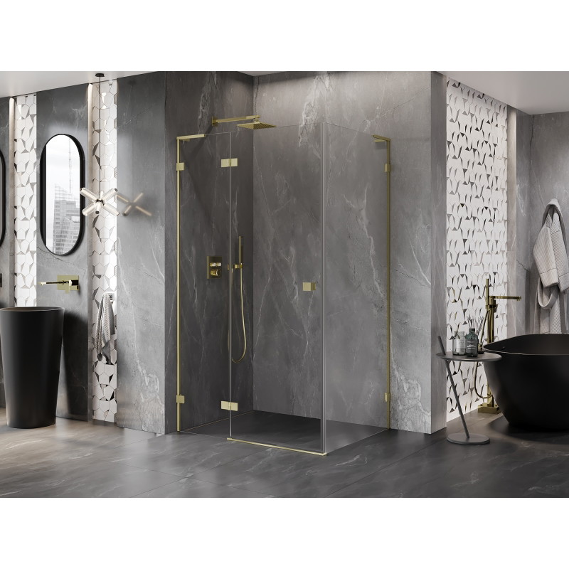Mexen Lunar L cabine de douche pivotante gauche 95 x 80 cm, transparent, or brossé - 834L-095-080-55-00-L