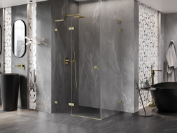 Mexen Lunar L cabine de douche pivotante gauche 95 x 90 cm, transparent, doré brossé - 834L-095-090-55-00-L