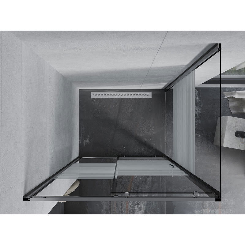 Mexen Apia cabine de douche coulissante 125 x 100 cm, bandes blanches, chrome - 840-125-100-01-20