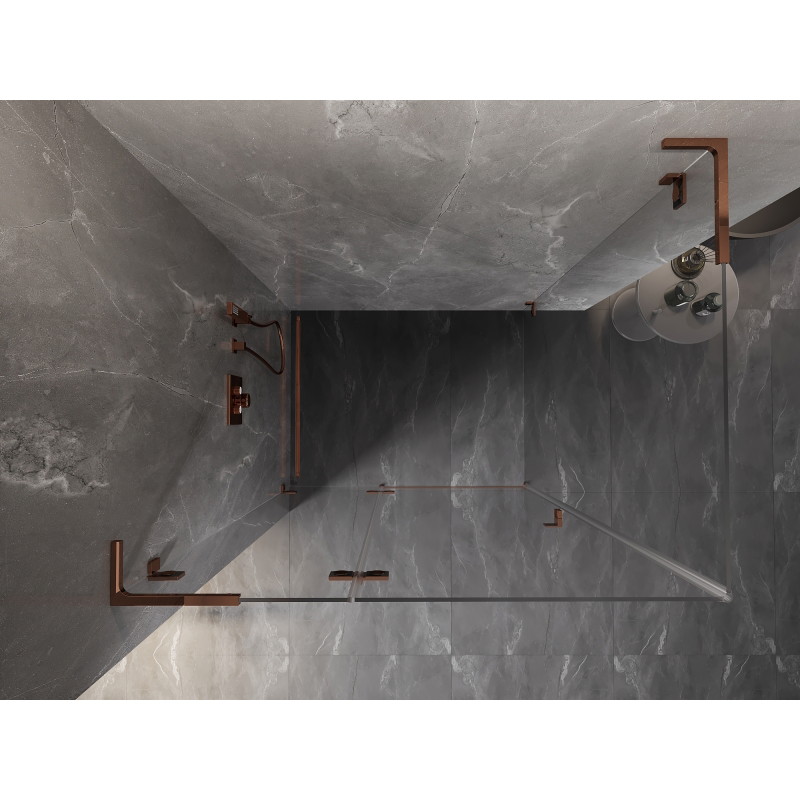 Mexen Lunar L cabine de douche pivotante gauche 100 x 80 cm, transparent, or rose - 834L-100-080-60-00-L