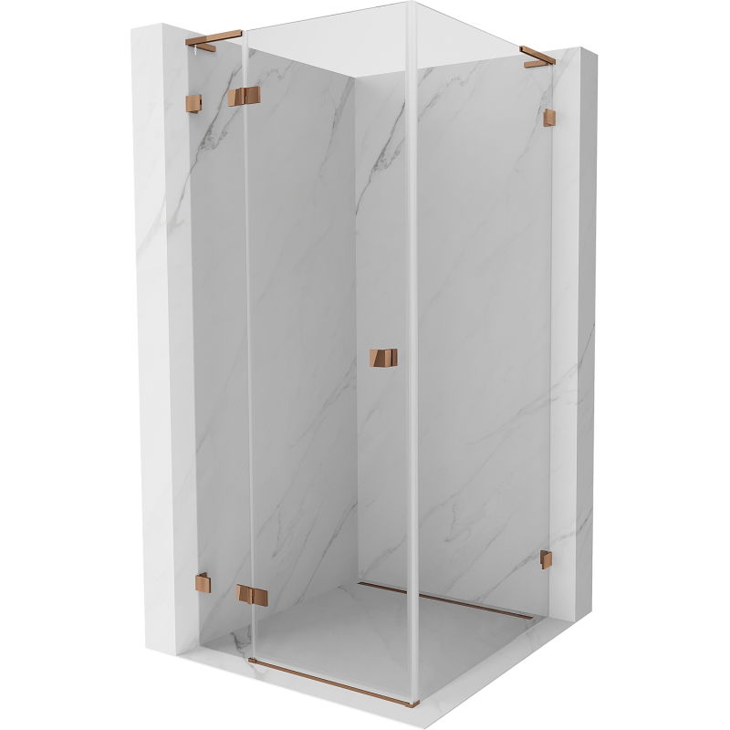Mexen Lunar L cabine de douche pivotante gauche 100 x 100 cm, transparent, or rose - 834L-100-100-60-00-L