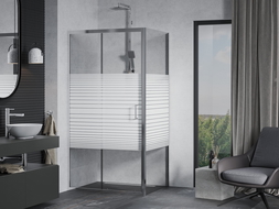 Mexen Apia cabine de douche coulissante 140 x 80 cm, bandes blanches, chromé - 840-140-080-01-20