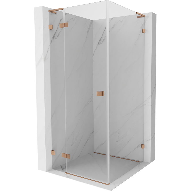 Mexen Lunar L cabine de douche pivotante gauche 70 x 70 cm transparent, cuivre brossé - 834L-070-070-65-00-L