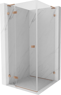 Mexen Lunar L cabine de douche pivotante gauche 70 x 70 cm transparent, cuivre brossé - 834L-070-070-65-00-L