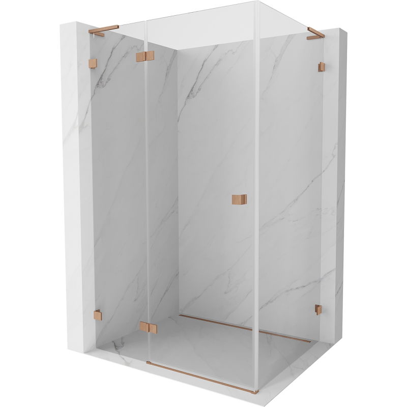 Mexen Lunar L cabine de douche pivotante gauche 95 x 70 cm, transparent, cuivre brossé - 834L-095-070-65-00-L