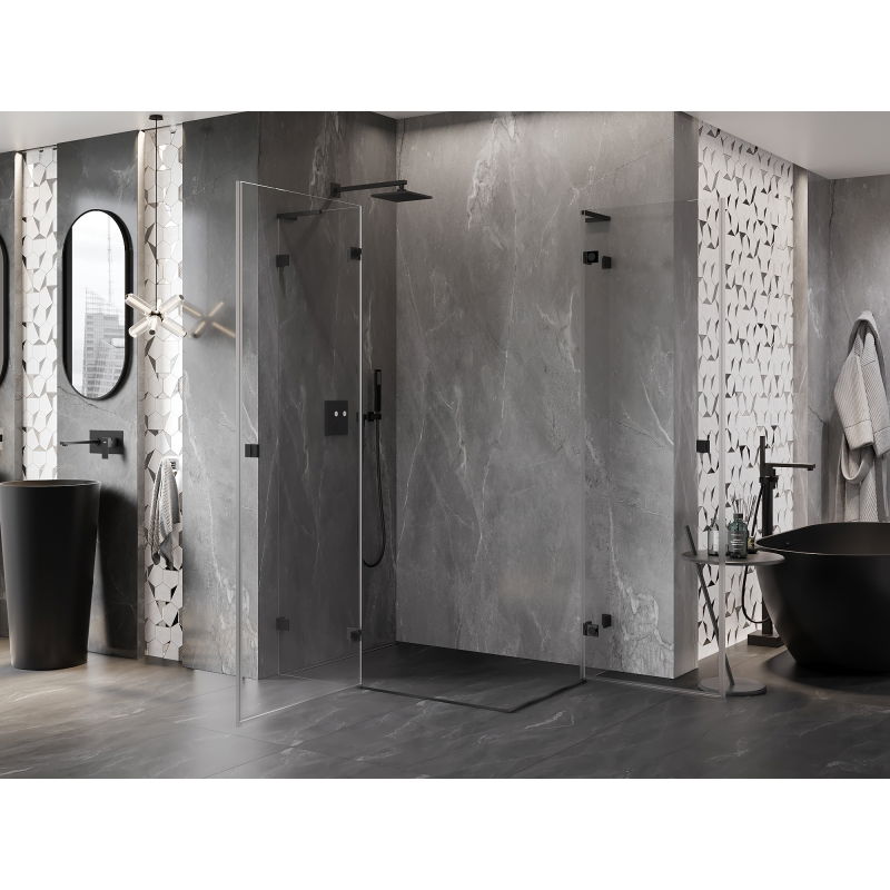 Mexen Lunar L Duo cabine de douche pivotante gauche 105 x 80 cm, transparent, noir - 834L-105L-080P-70-00