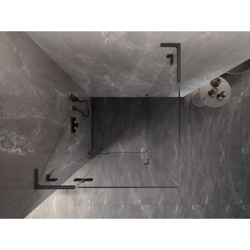 Mexen Lunar L cabine de douche pivotante gauche 80 x 80 cm, transparent, gris canon brossé - 834L-080-080-66-00-L
