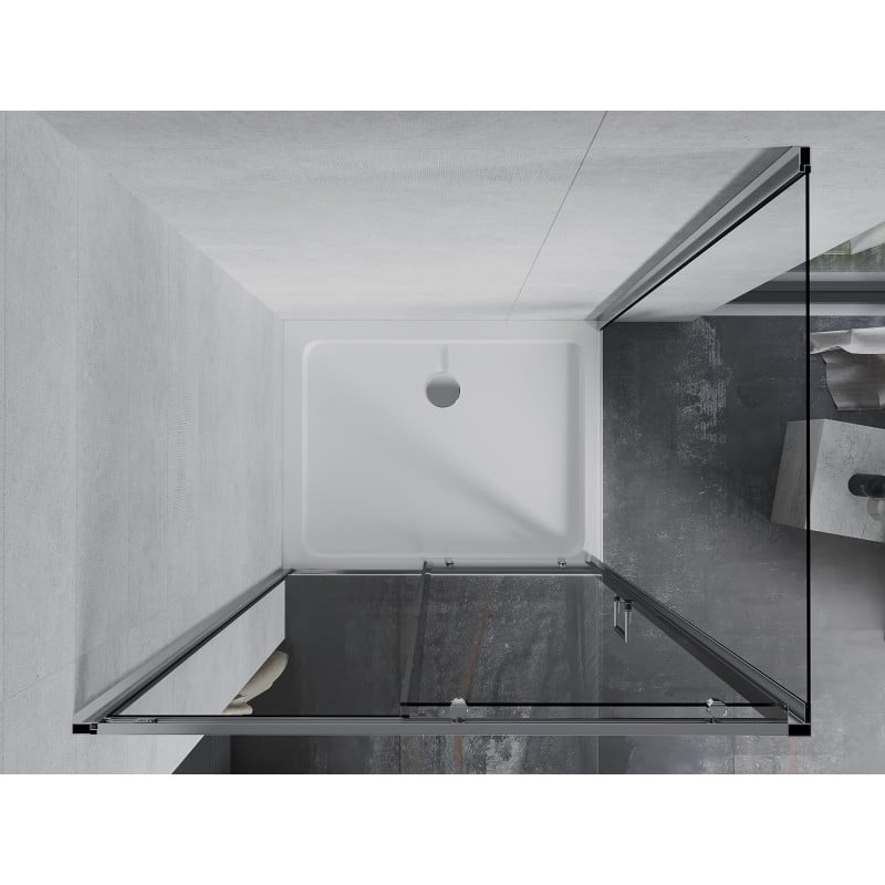 Mexen Apia cabine de douche coulissante 110 x 70 cm, transparent, chrome + receveur Flat - 840-110-070-01-00-4010