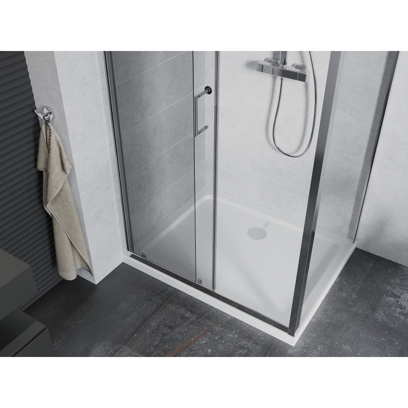 Mexen Apia cabine de douche coulissante 110 x 80 cm, transparent, chrome + receveur plat - 840-110-080-01-00-4010