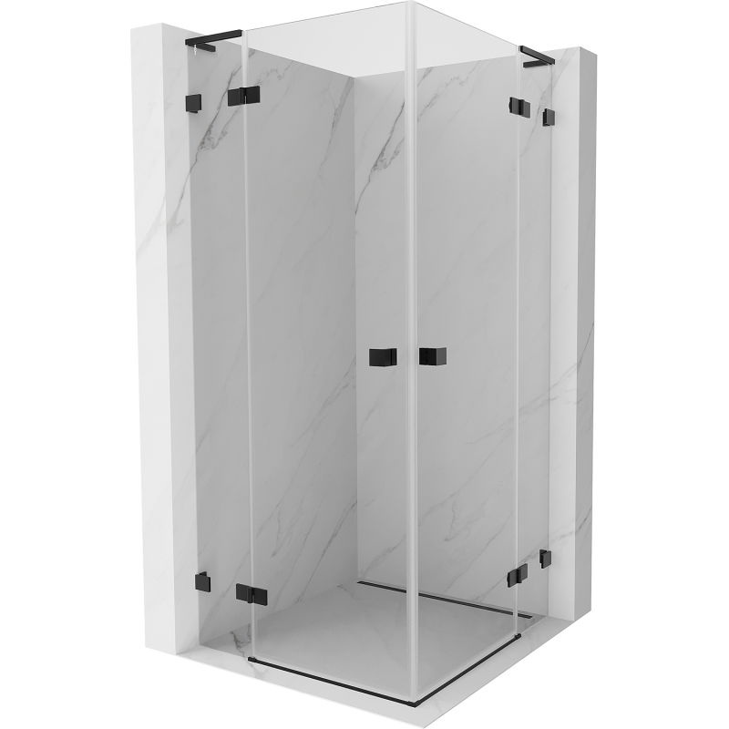 Mexen Lunar L Duo cabine de douche pivotante 110 x 110 cm, transparent, noire - 834L-110L-110P-70-00