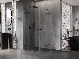 Mexen Lunar L Duo cabine de douche pivotante 110 x 110 cm, transparent, noire - 834L-110L-110P-70-00