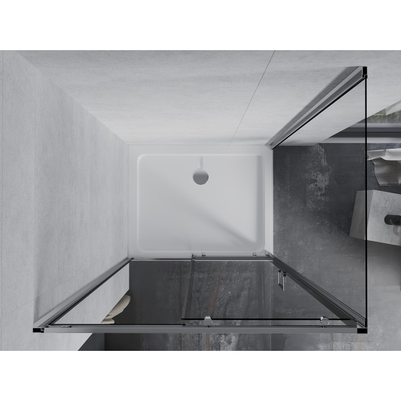 Mexen Apia cabine de douche coulissante 110 x 100 cm, transparent, chrome + receveur plat - 840-110-100-01-00-4010