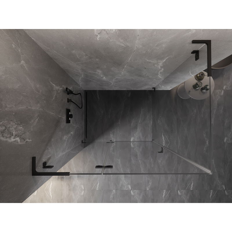 Mexen Lunar L cabine de douche pivotante gauche 95 x 70 cm, transparent, noir - 834L-095-070-70-00-L