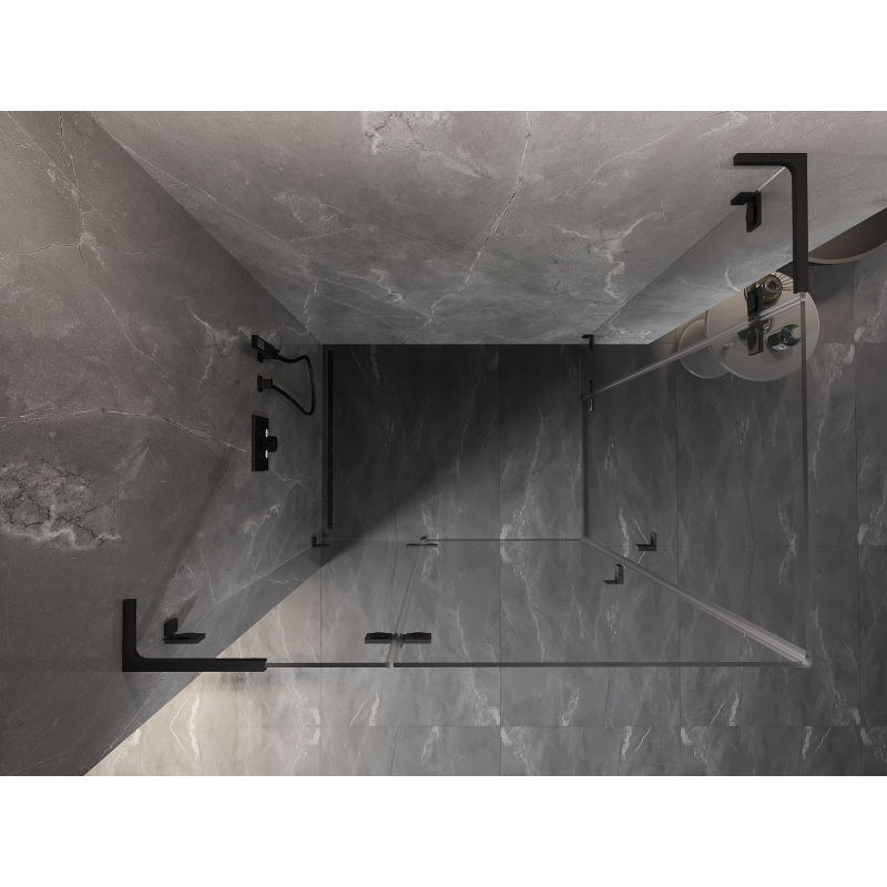 Mexen Lunar L Duo cabine de douche pivotante gauche 115 x 85 cm, transparent, noir - 834L-115L-085P-70-00