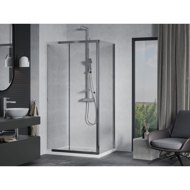 Mexen Apia cabine de douche coulissante 120 x 100 cm, transparent, chrome + receveur plat - 840-120-100-01-00-4010