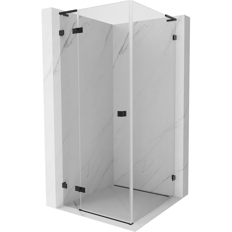 Mexen Lunar L cabine de douche pivotante gauche 100 x 100 cm, transparente, noire - 834L-100-100-70-00-L