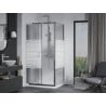 Mexen Apia cabine de douche coulissante 90 x 80 cm, bandes blanches, chrome + receveur Flat - 840-090-080-01-20-4010