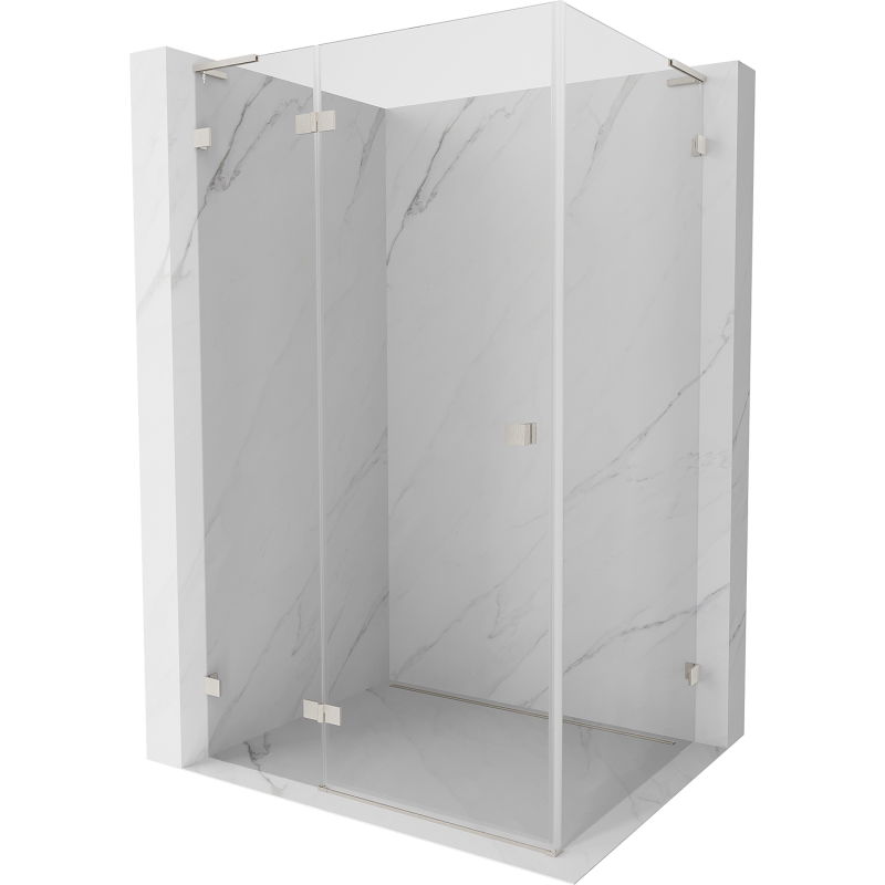 Mexen Lunar L cabine de douche pivotante gauche 100 x 80 cm, transparent, nickel brossé - 834L-100-080-97-00-L