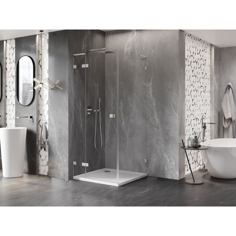 Mexen Lunar L cabine de douche pivotante gauche 90 x 90 cm, transparent, nickel brossé - 834L-090-090-97-00-L
