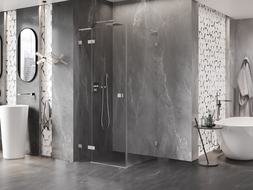 Mexen Lunar L cabine de douche pivotante gauche 100 x 100 cm, transparent, nickel brossé - 834L-100-100-97-00-L