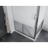 Mexen Apia cabine de douche coulissante 90 x 100 cm, bandes blanches, chrome + receveur Flat - 840-090-100-01-20-4010