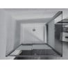 Mexen Apia cabine de douche coulissante 90 x 100 cm, bandes blanches, chrome + receveur Flat - 840-090-100-01-20-4010