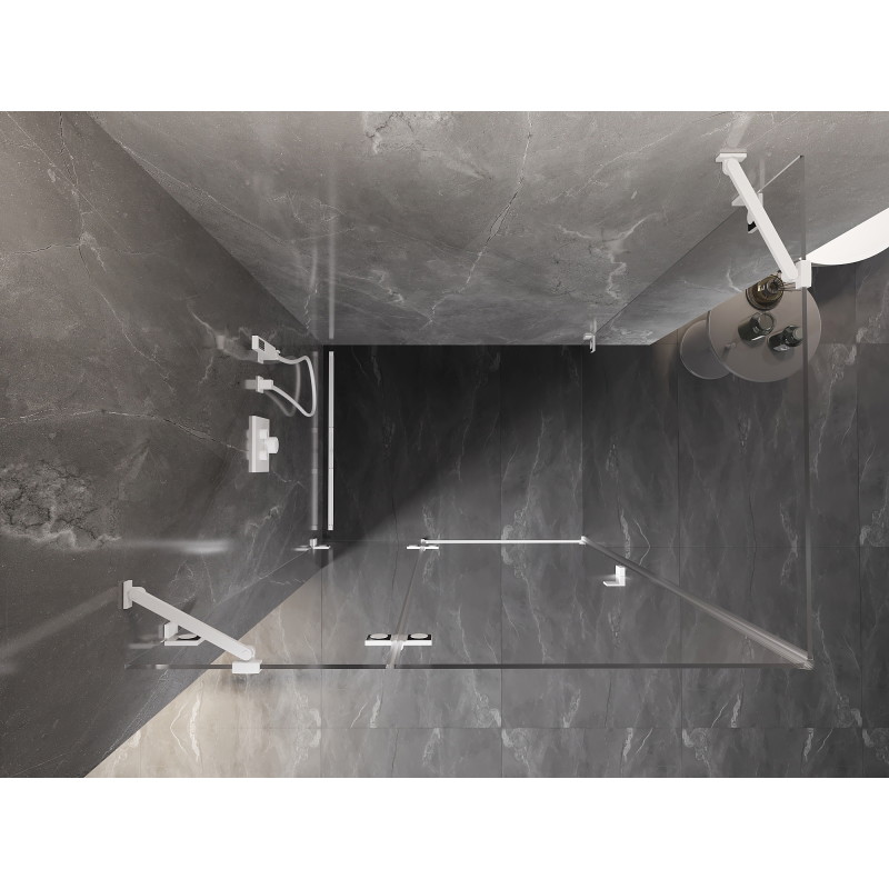 Mexen Lunar cabine de douche pivotante gauche 90 x 80 cm, transparent, blanc - 834-090-080-20-00-L