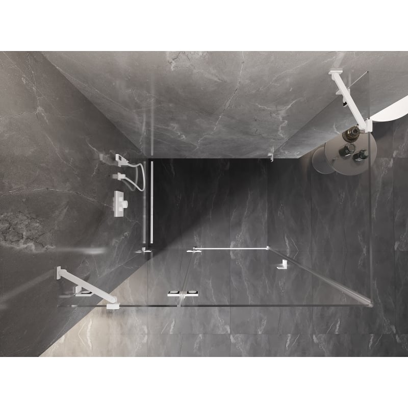 Mexen Lunar cabine de douche pivotante gauche 100 x 90 cm, transparent, blanc - 834-100-090-20-00-L