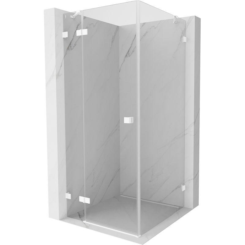 Mexen Lunar cabine de douche pivotante gauche 100 x 100 cm, transparent, blanche - 834-100-100-20-00-L