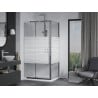 Mexen Apia cabine de douche coulissante 100 x 80 cm, bandes blanches, chrome + receveur de douche Flat - 840-100-080-01-20-4010