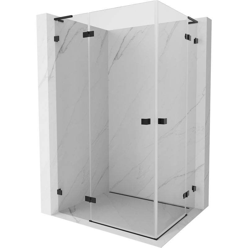 Mexen Lunar L Duo cabine de douche pivotante 115 x 100 cm, transparent, noir - 834L-115L-100P-70-00
