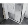 Mexen Apia cabine de douche coulissante 100 x 90 cm, bandes blanches, chromée + receveur Flat - 840-100-090-01-20-4010