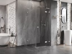 Mexen Lunar L cabine de douche pivotante droite 70 x 70 cm, transparent, chromé - 834L-070-070-01-00-P
