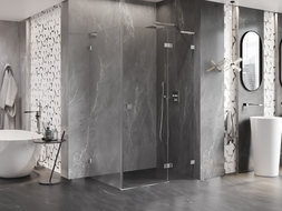 Mexen Lunar L cabine de douche pivotante droite 100 x 70 cm, transparent, chrome - 834L-100-070-01-00-P