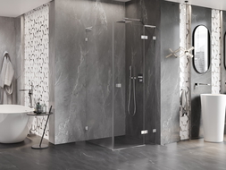 Mexen Lunar L cabine de douche à charnière droite 80 x 80 cm, transparent, chrome - 834L-080-080-01-00-P