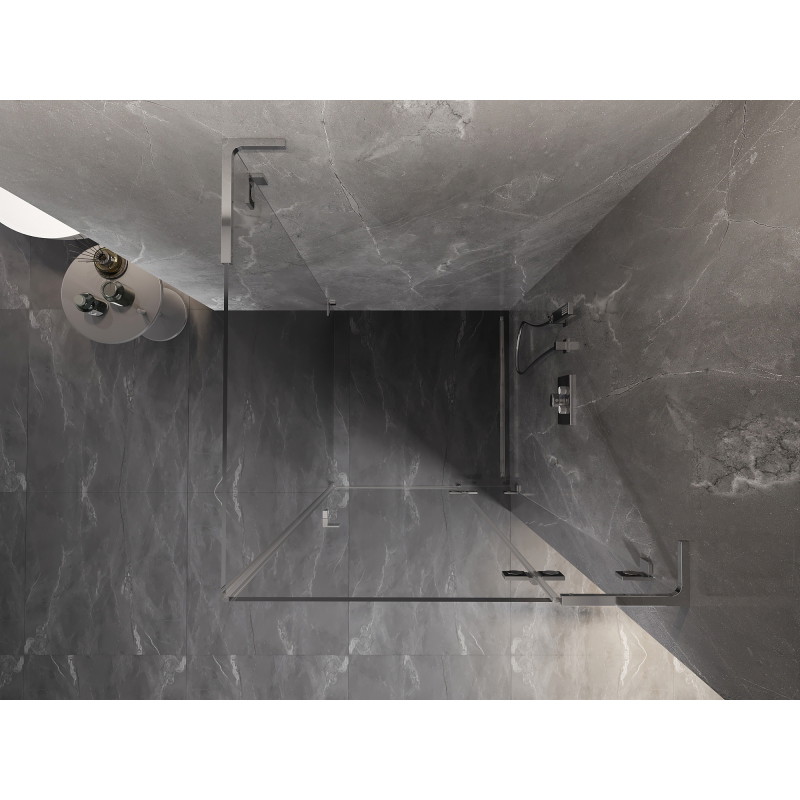 Mexen Lunar L cabine de douche pivotante droite 90 x 90 cm, transparent, chrome - 834L-090-090-01-00-P